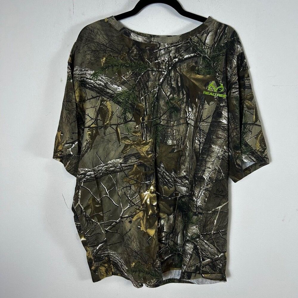 Realtree Camo T-Shirt Mens 2XL Green AP Camouflage Hunting Short Sleeve Tee